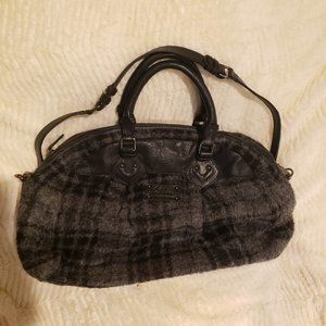 LL BEAN GREY PLAID WOOL BLEND BAG-OVERNITE BAG